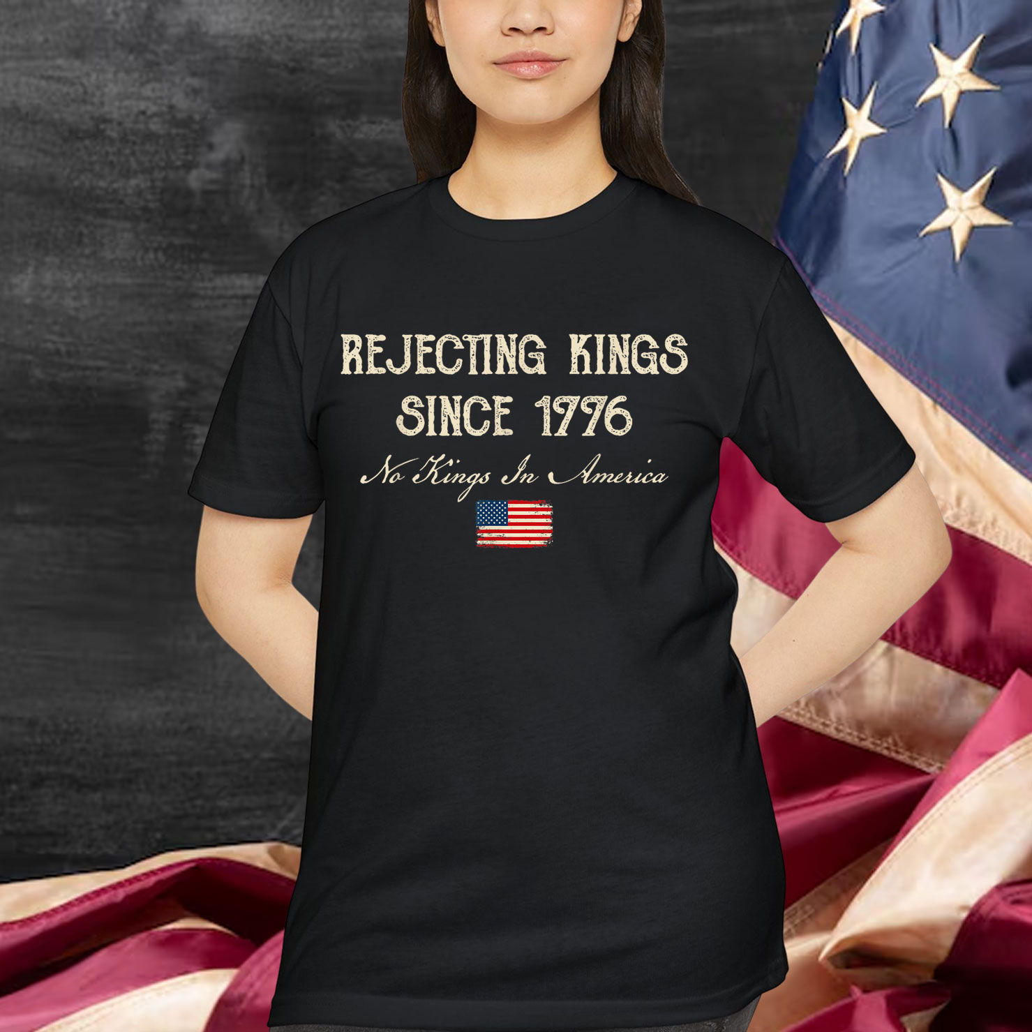 Rejecting Kings Since 1776 Retro Funny Patriotic 4th of July Shirt