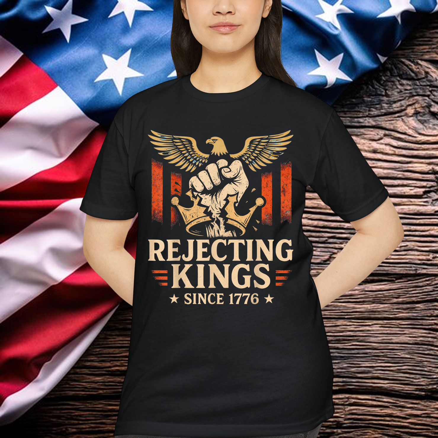 Rejecting Kings Since 1776 Retro Independance Day July Shirt