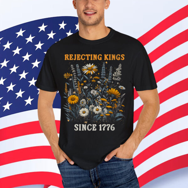 Rejecting Kings Since 1776 Vintage Patriotic Floral Shirt