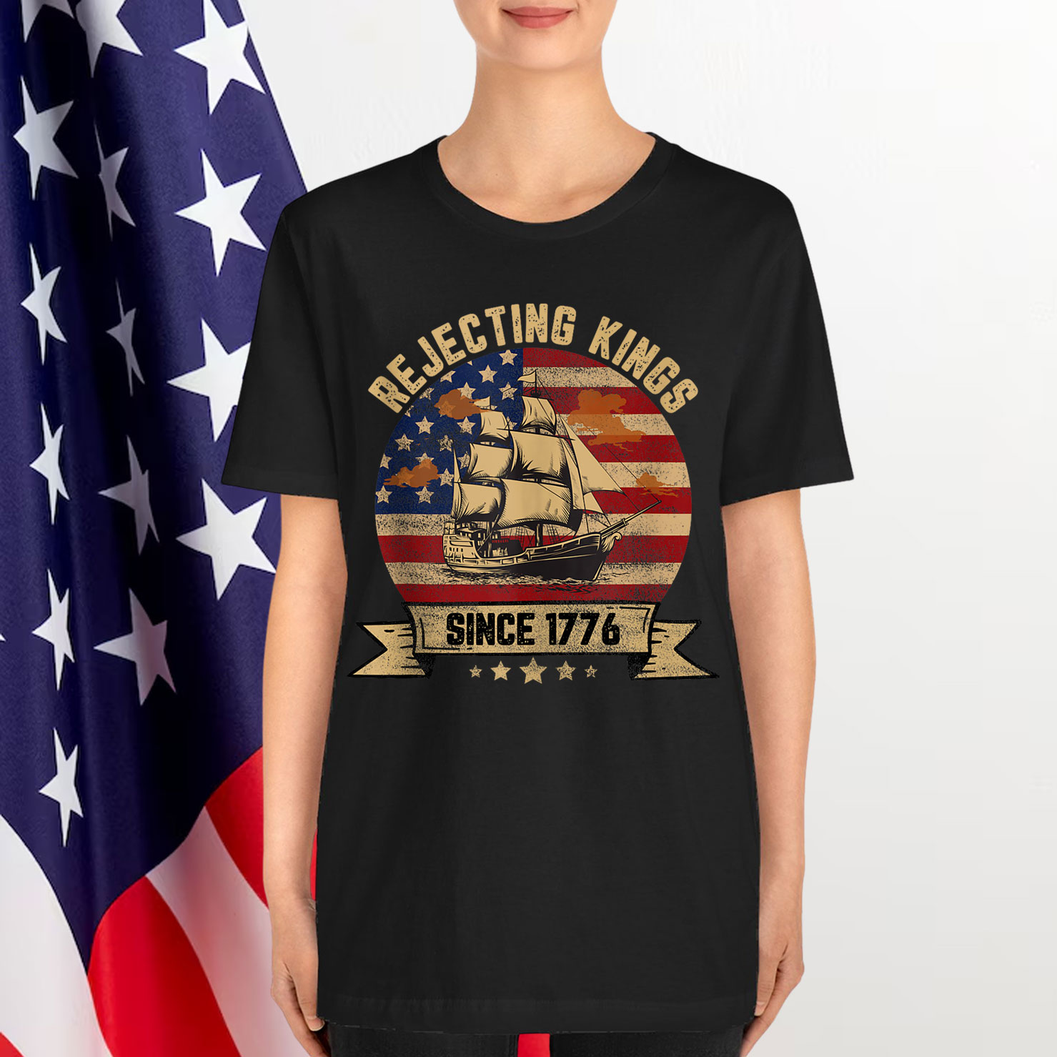 Rejecting Kings Since 1776 Vintage Patriotic USA Shirt