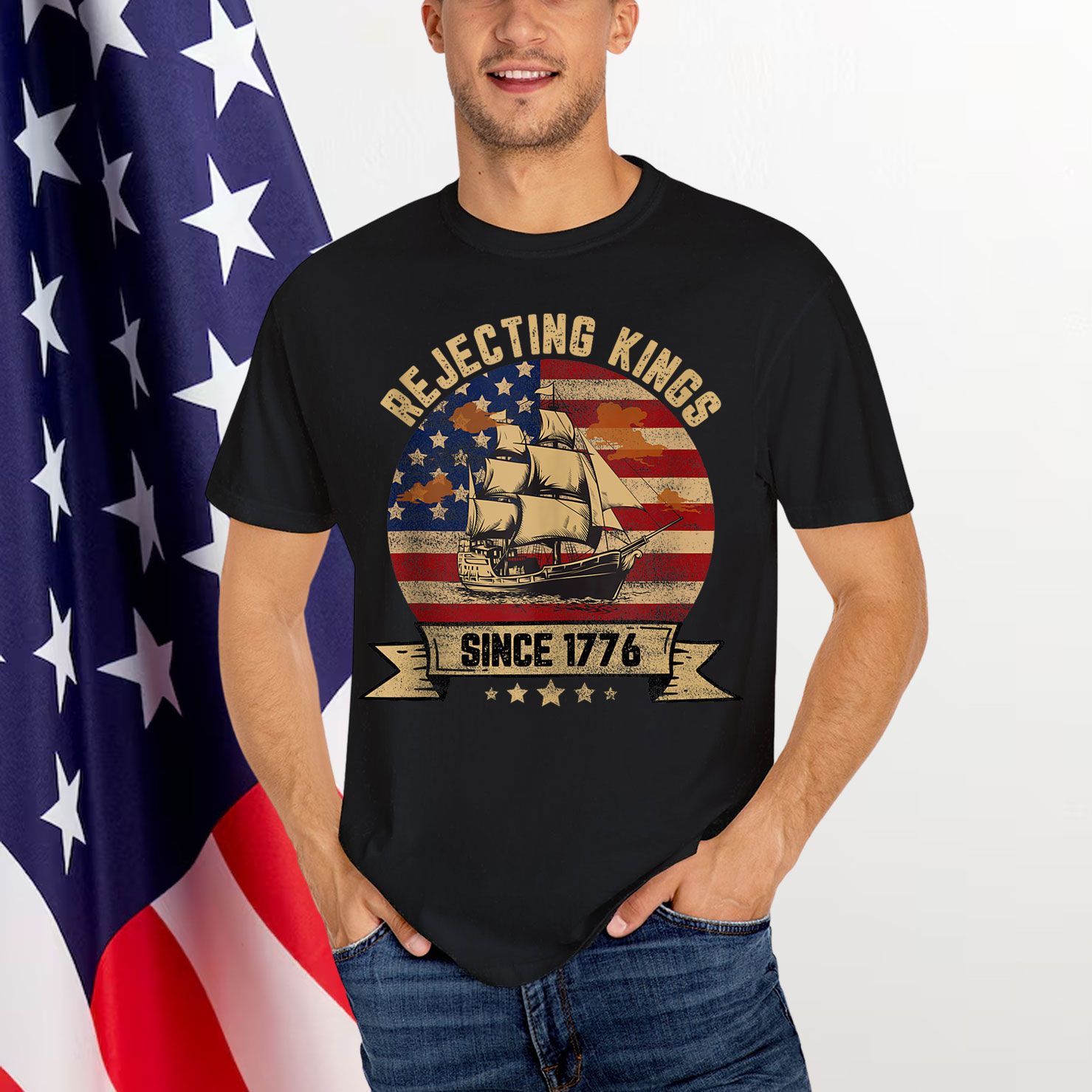 Rejecting Kings Since 1776 Vintage Patriotic USA Shirt