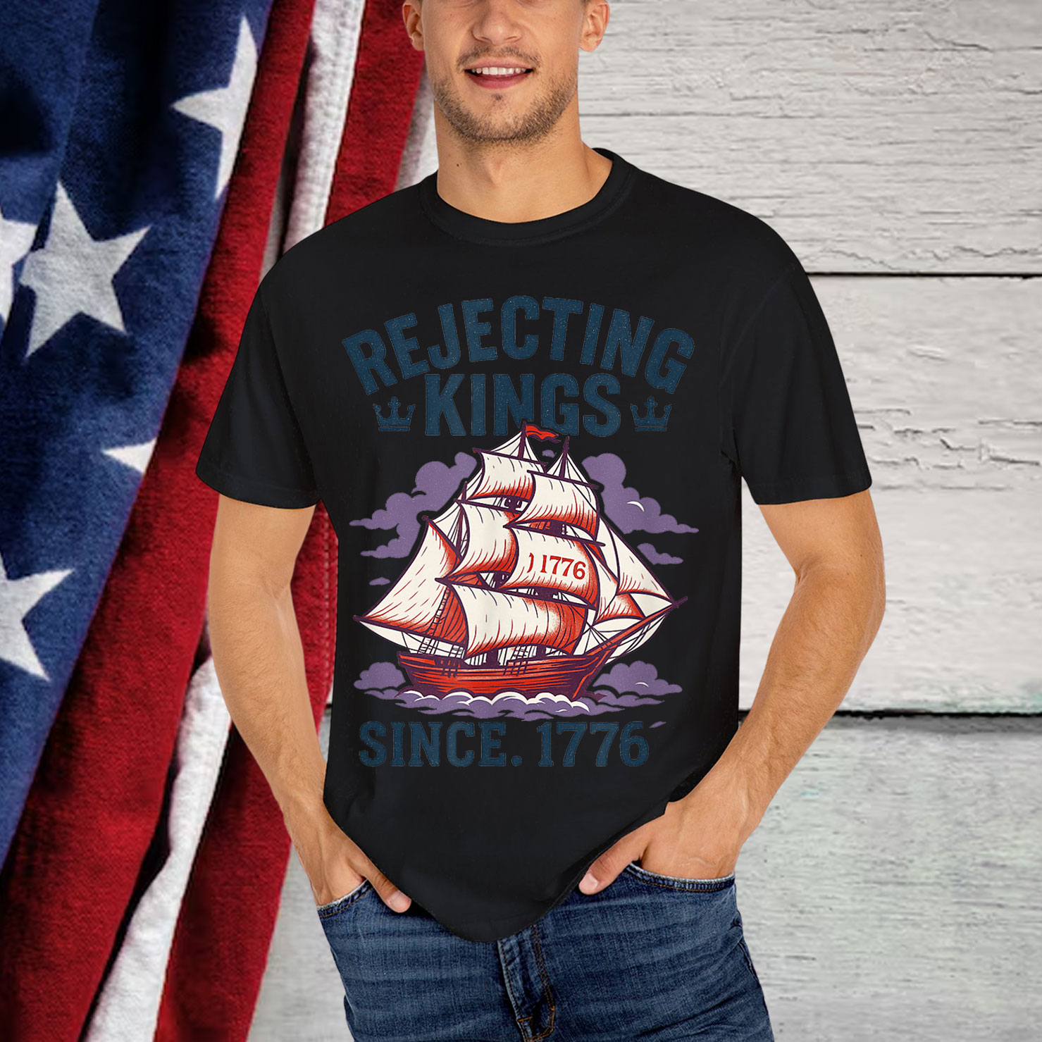 Rejecting Kings Since 1776 Vintage Patriotic Shirt