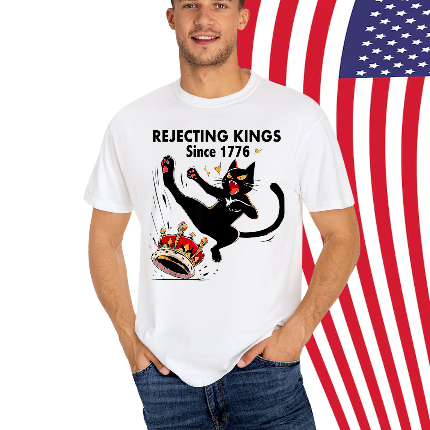 Rejecting Kings since 1776 Funny Raccoon Kick Crown Shirt