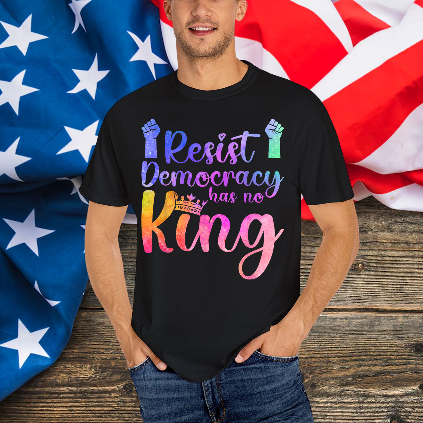 Resist Democracy Has No King Pride Political Liberal Shirt