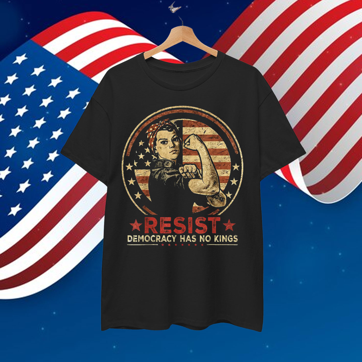 Resist No Kings Retro Feminist Political Shirt