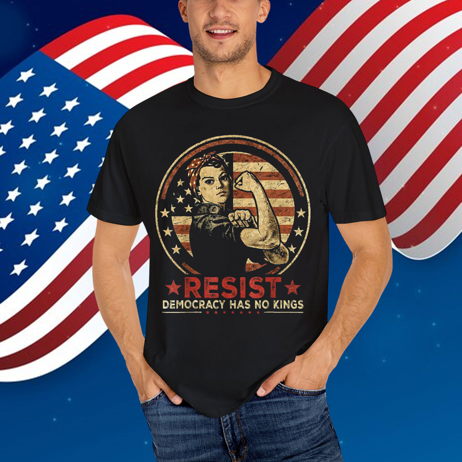 Resist No Kings Retro Feminist Political Shirt