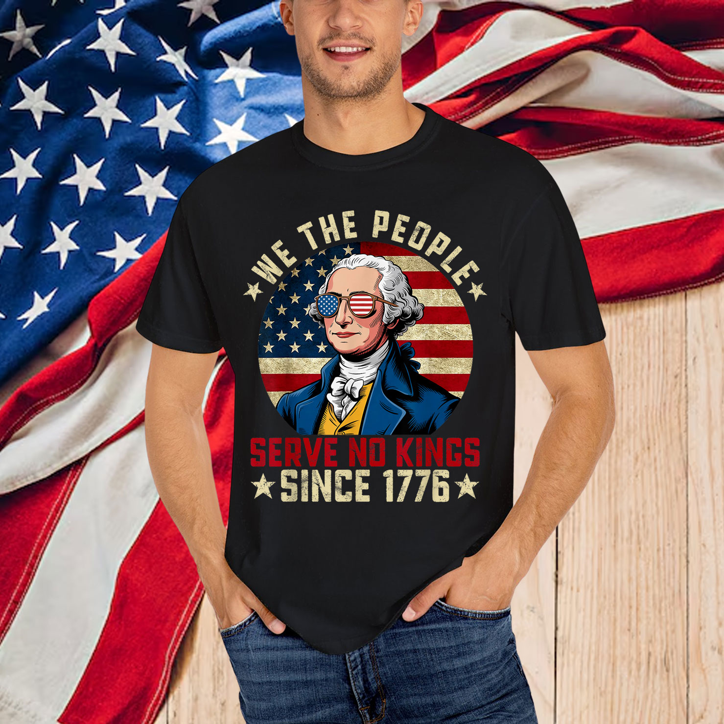 Retro July 4th No King In USA 1776 Patriotic American Shirt