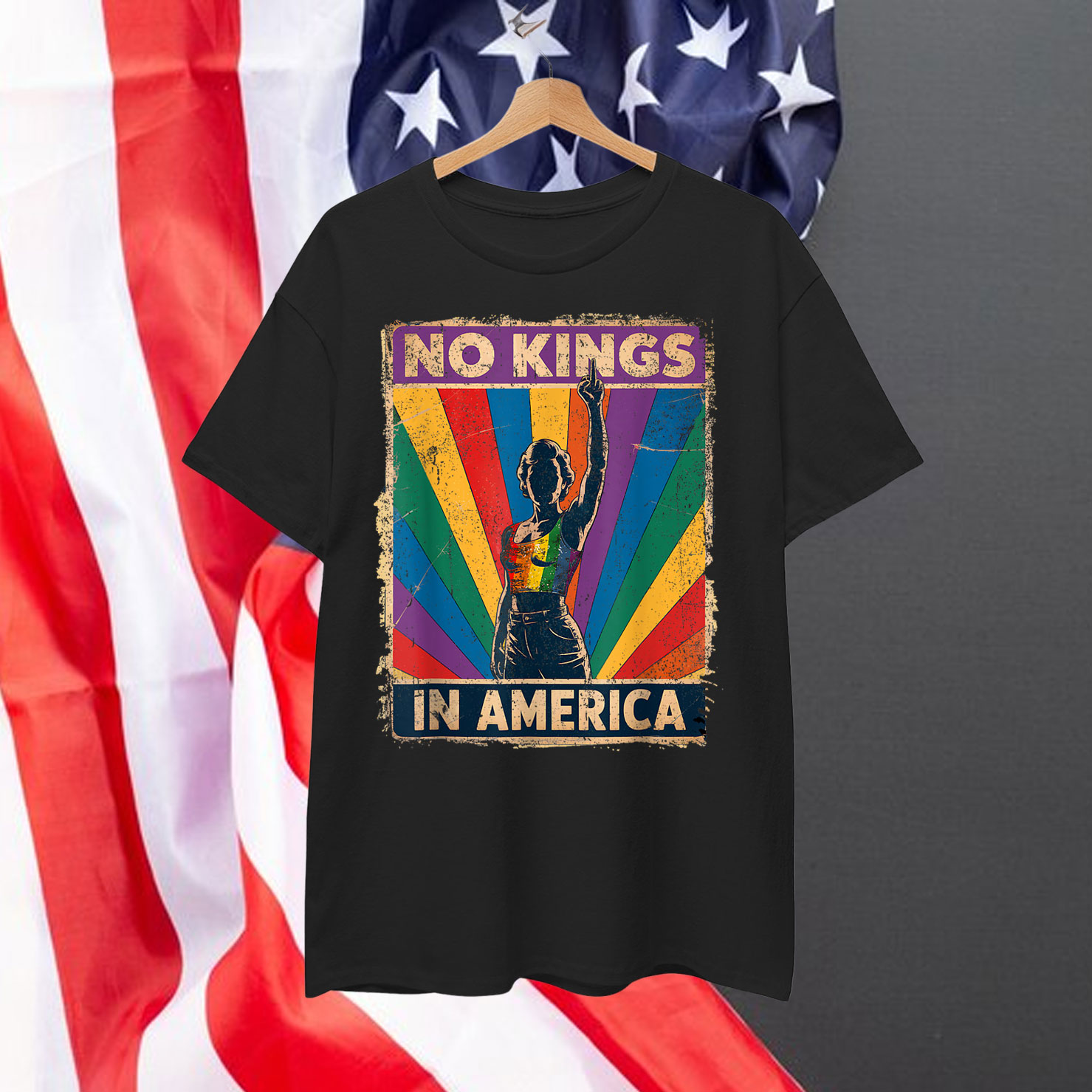 Retro June 14th No Kings In America 1776 USA Shirt