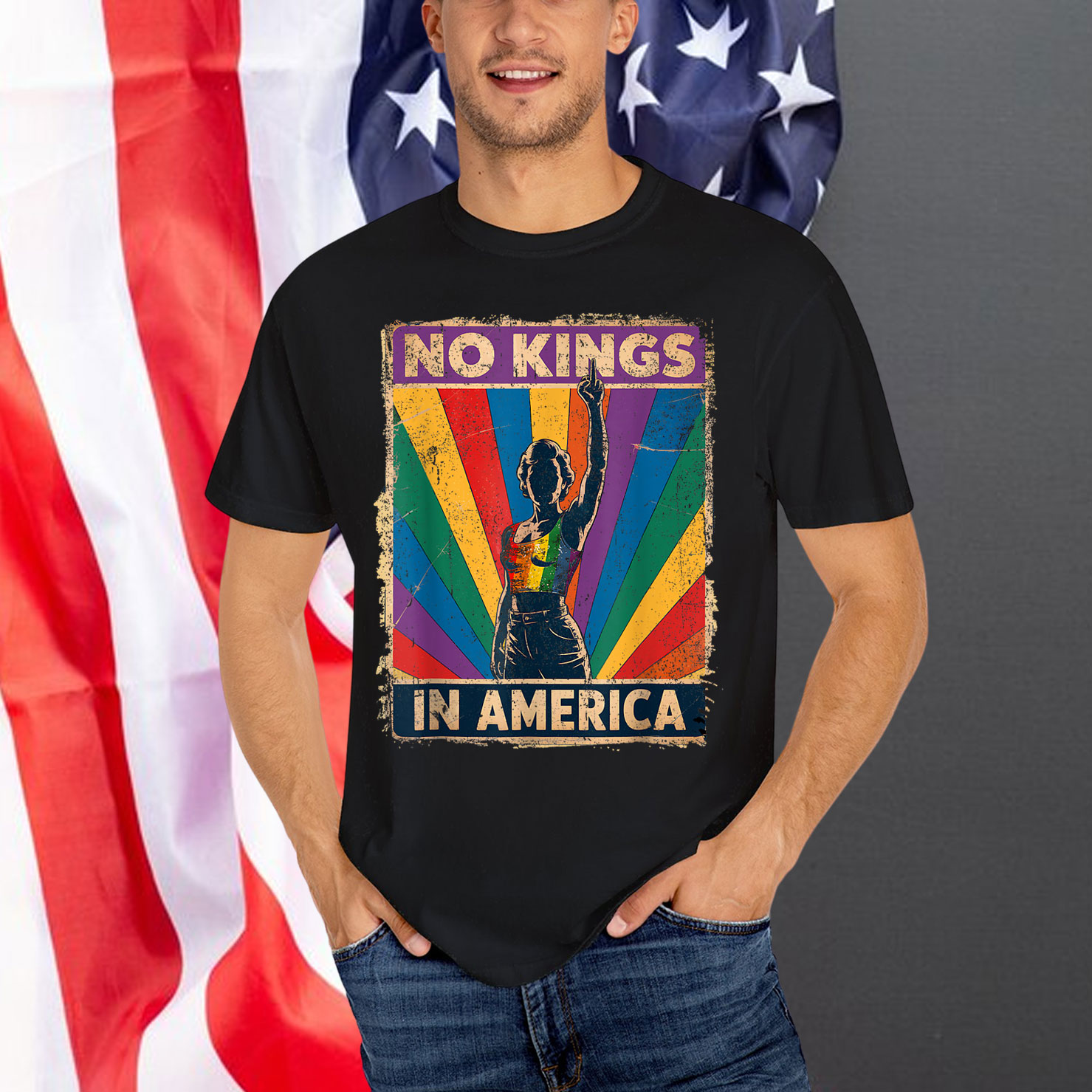 Retro June 14th No Kings In America 1776 USA Shirt
