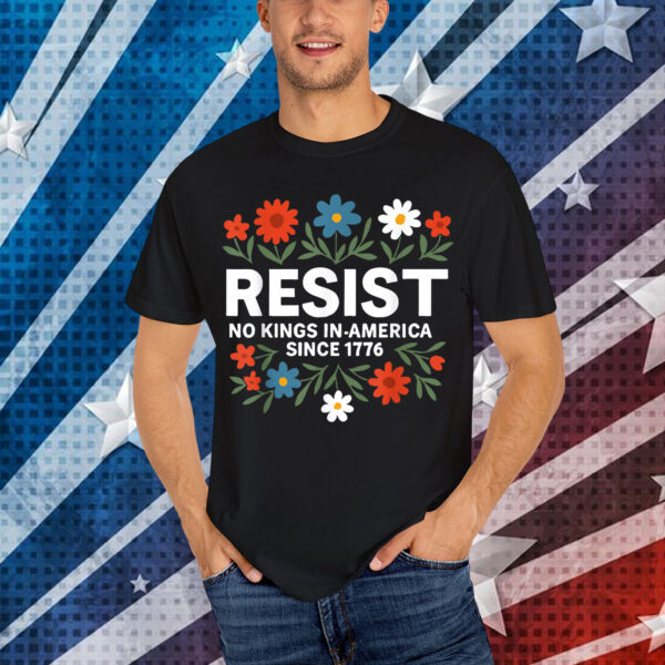 Retro No Kings In America Resist Floral Patriotic Shirt