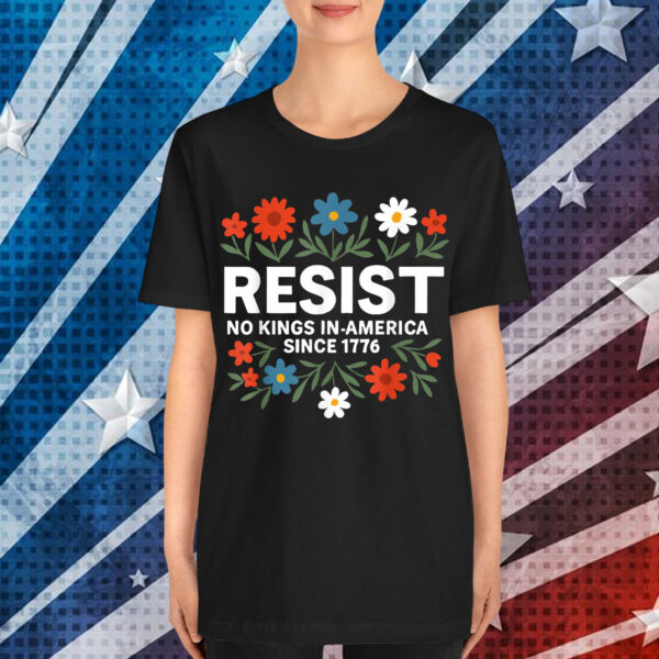 Retro No Kings In America Resist Floral Patriotic Shirt