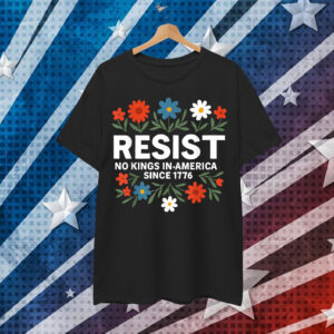 Retro No Kings In America Resist Floral Patriotic Shirt