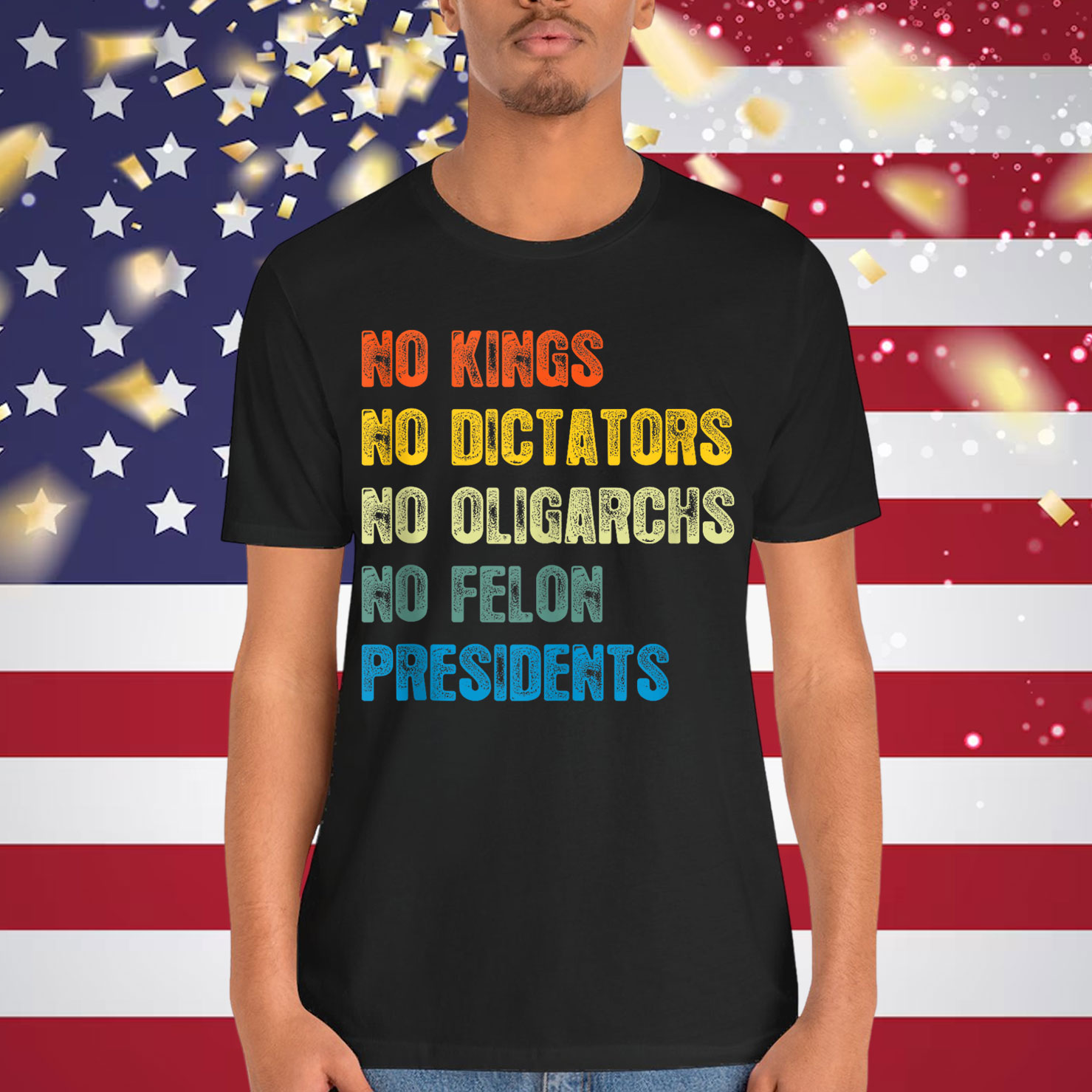 Retro No Kings No Dictators No Oligarchs No Felon T-Shirt
