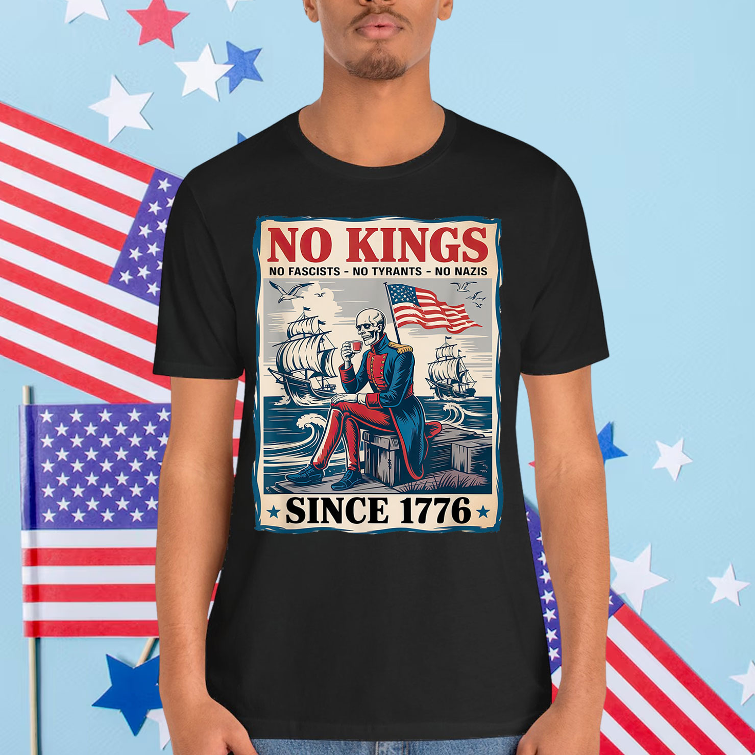 Retro No Kings Since 1776 Vintage Patriotic USA T-Shirt