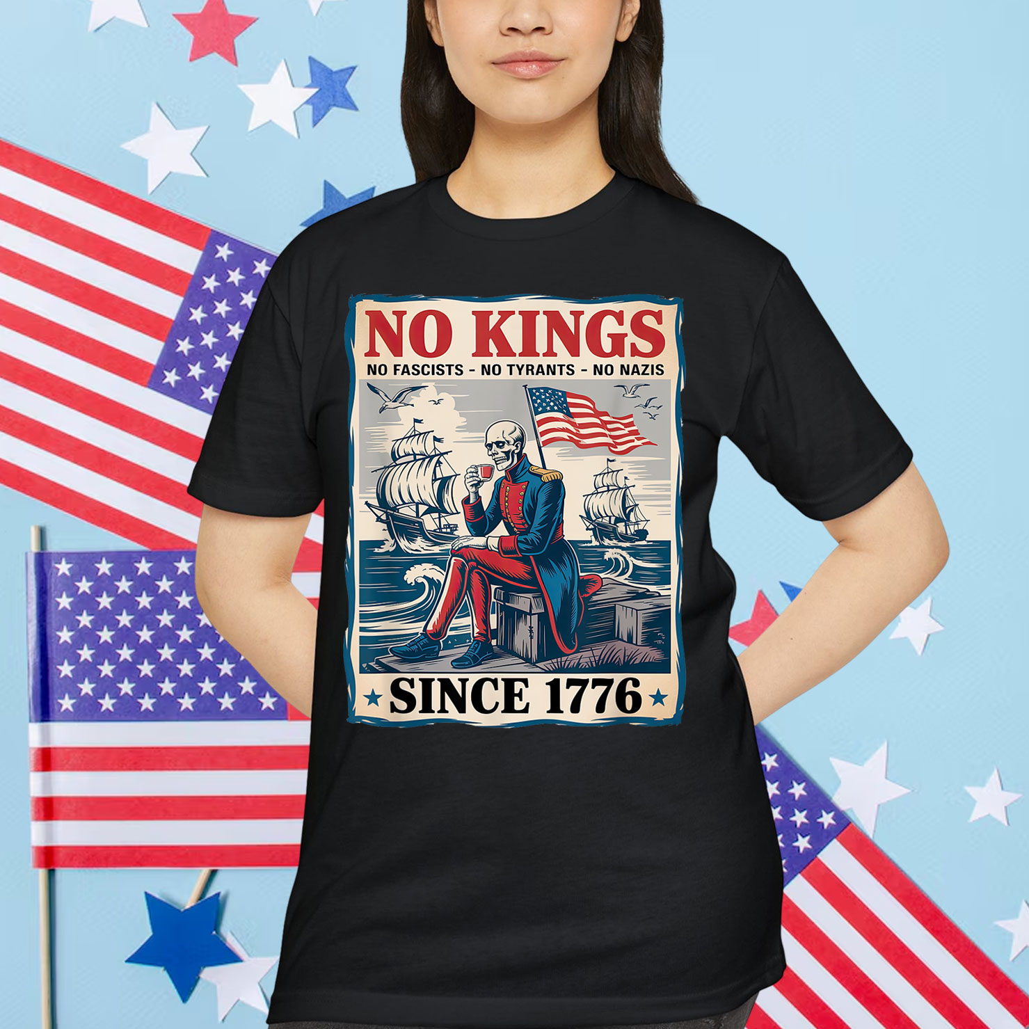 Retro No Kings Since 1776 Vintage Patriotic USA T-Shirt