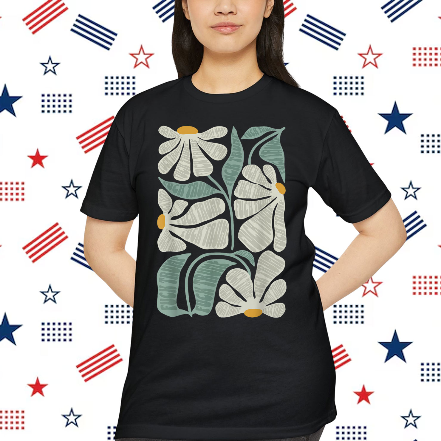 Subtle Boho Flowers Anti Trump Kamala Harris Voter Shirt