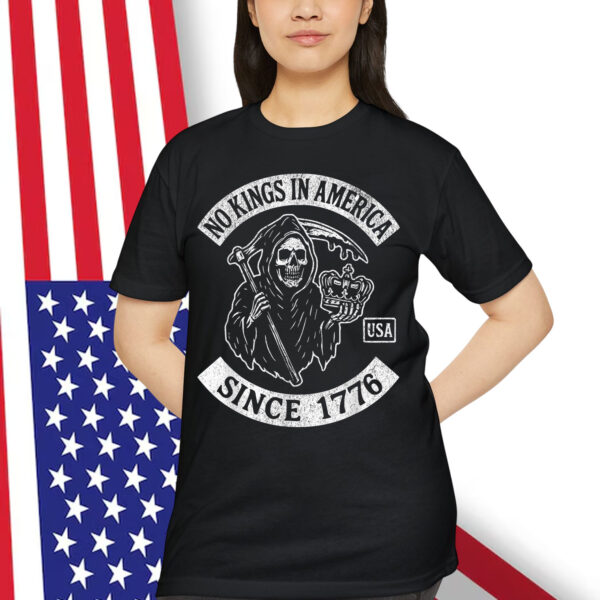 Vintage Distressed NO KINGS IN AMERICA Grim Reaper T-Shirt