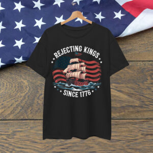 Vintage Rejecting Kings 1776 Patriotic USA Sailboat Shirt