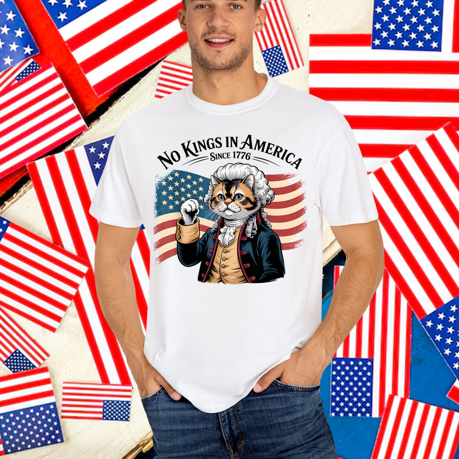 Funny Cat No Kings in America Since 1776 Shirt