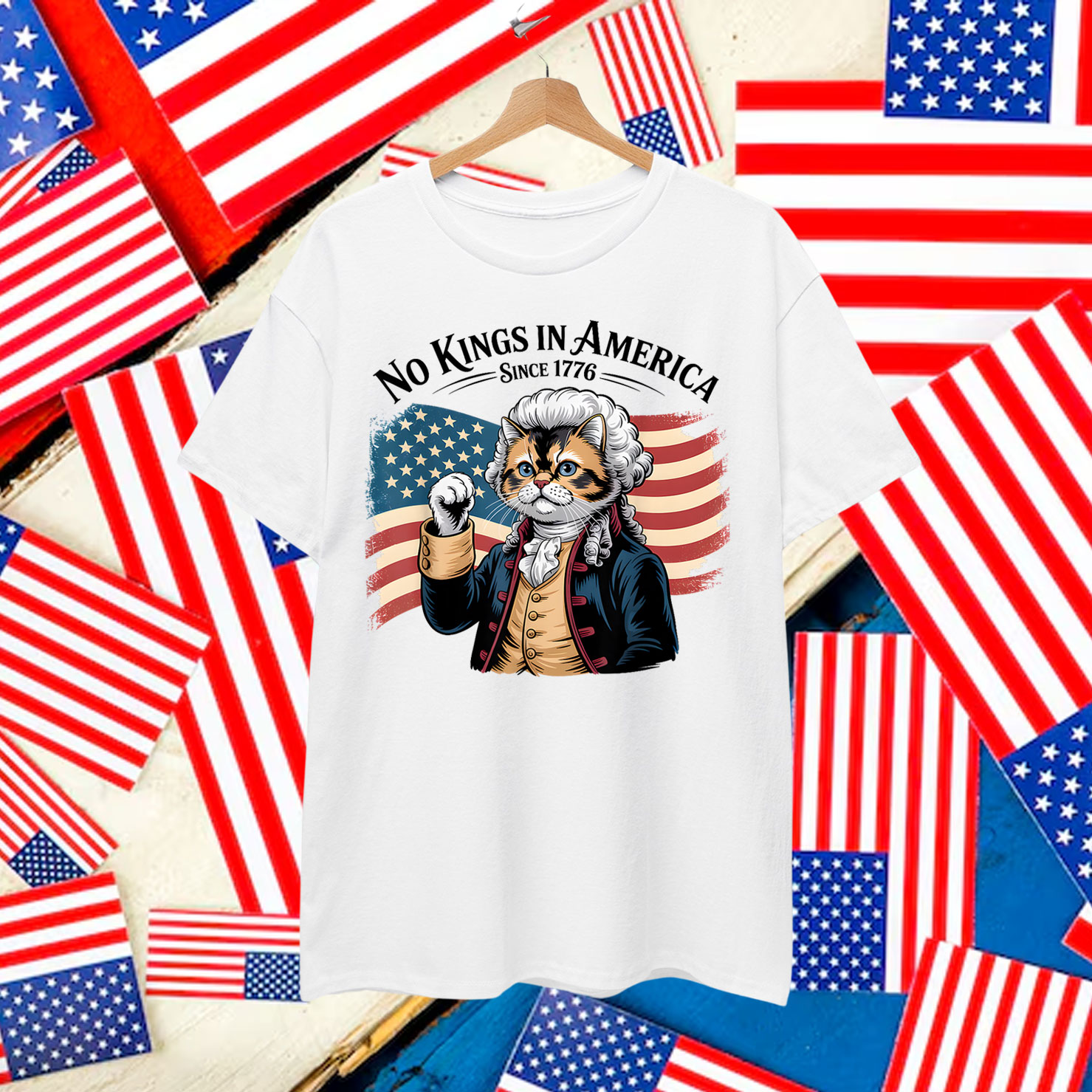 Funny Cat No Kings in America Since 1776 Shirt