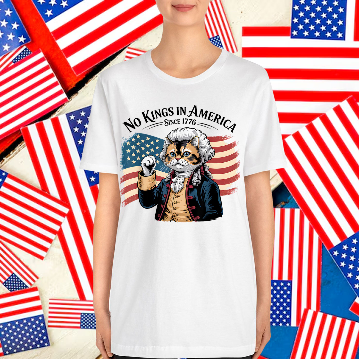 Funny Cat No Kings in America Since 1776 Shirt